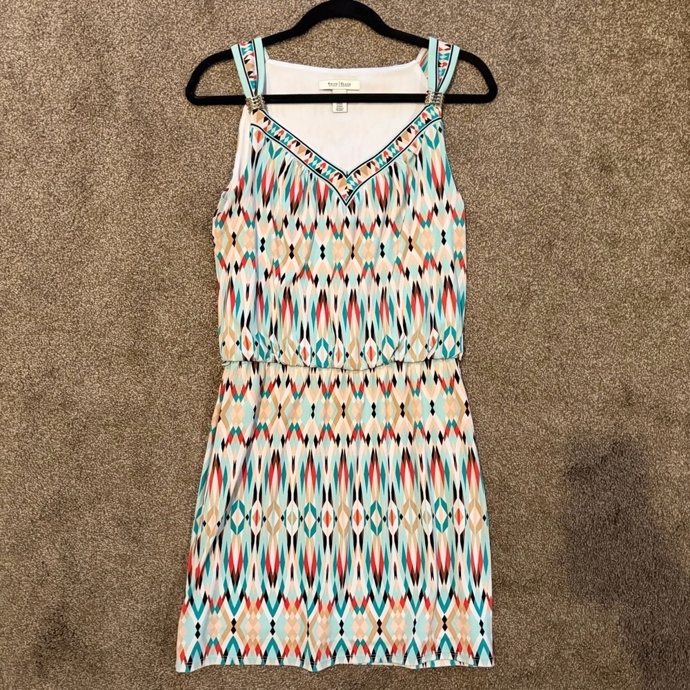 White House Black Market Multi-Color Geo Print Mini Dress